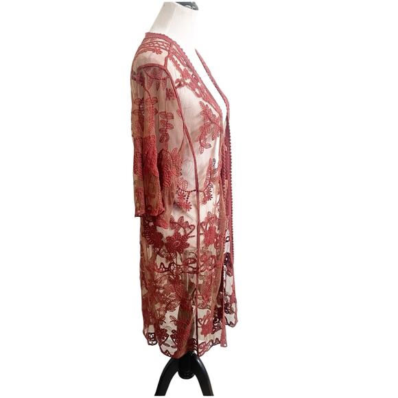 Shyanne Embroidered Cardigan Womens O/S Brown Resort Beachy Coastal Boho Western - Picture 2 of 14